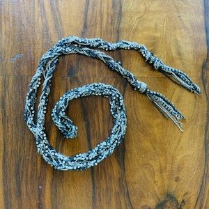 Stella & Dot Silver & Black Woven Lariat Necklace